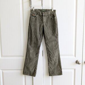 Eddie Bauer Legendary Corduroy Pants Women 4 Green Khaki Boot Cut Western